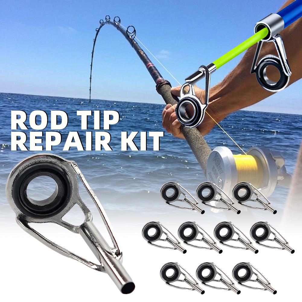 Fishing Rod Casting - Angelruten-Spitzen-Reparaturset 10-teilig – Ersatz-Spitzen für Angelruten